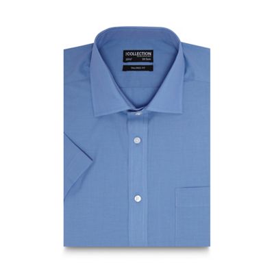 The Collection Big and tall blue short sleeved tailored fit shirt